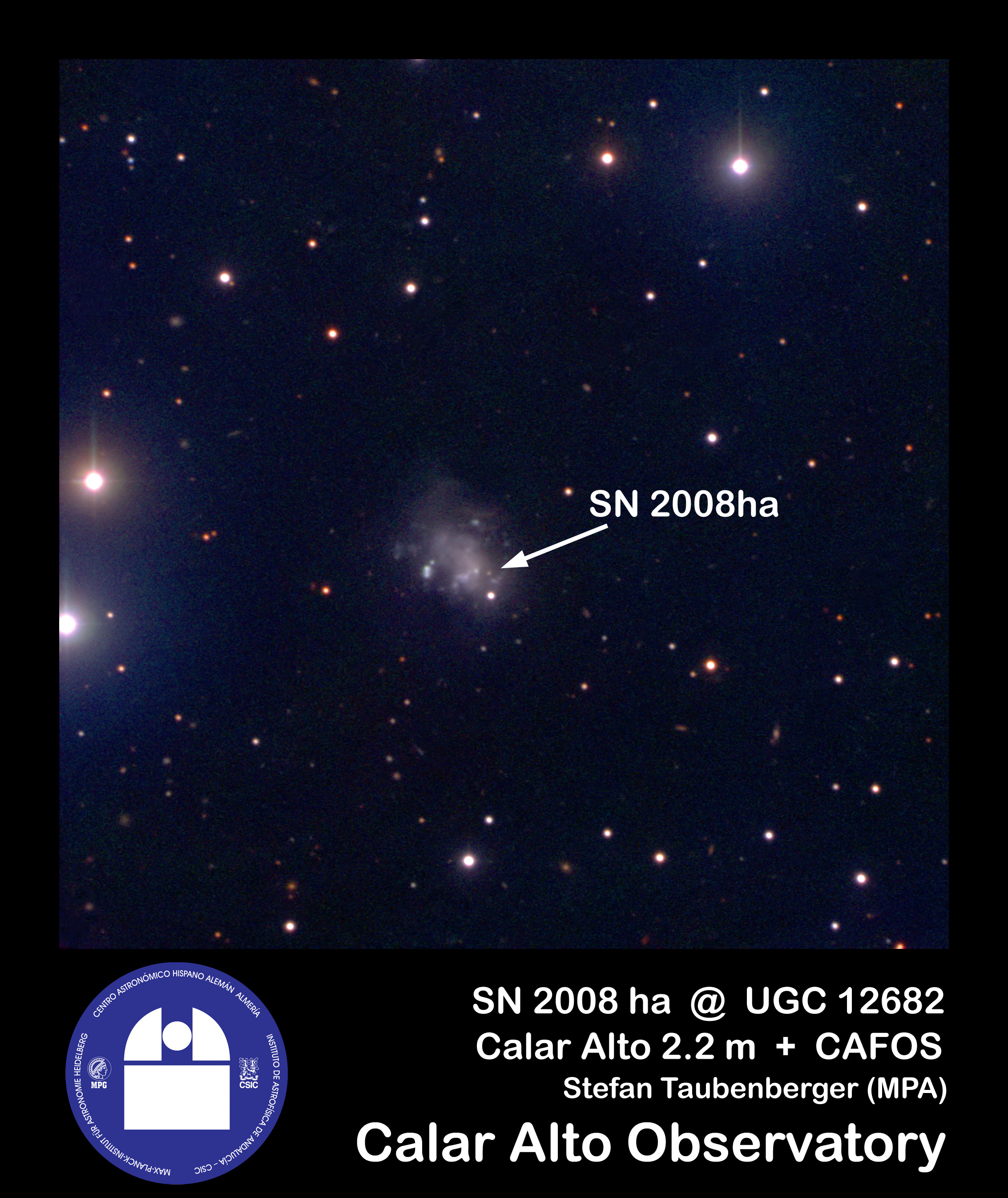 Dim Supernova SN 2008ha Mystery No Hydrogen Science 2 0